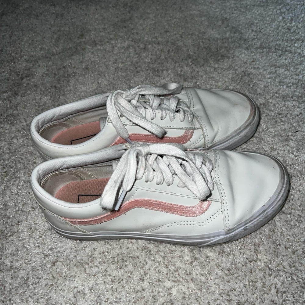 White vans with pink suede